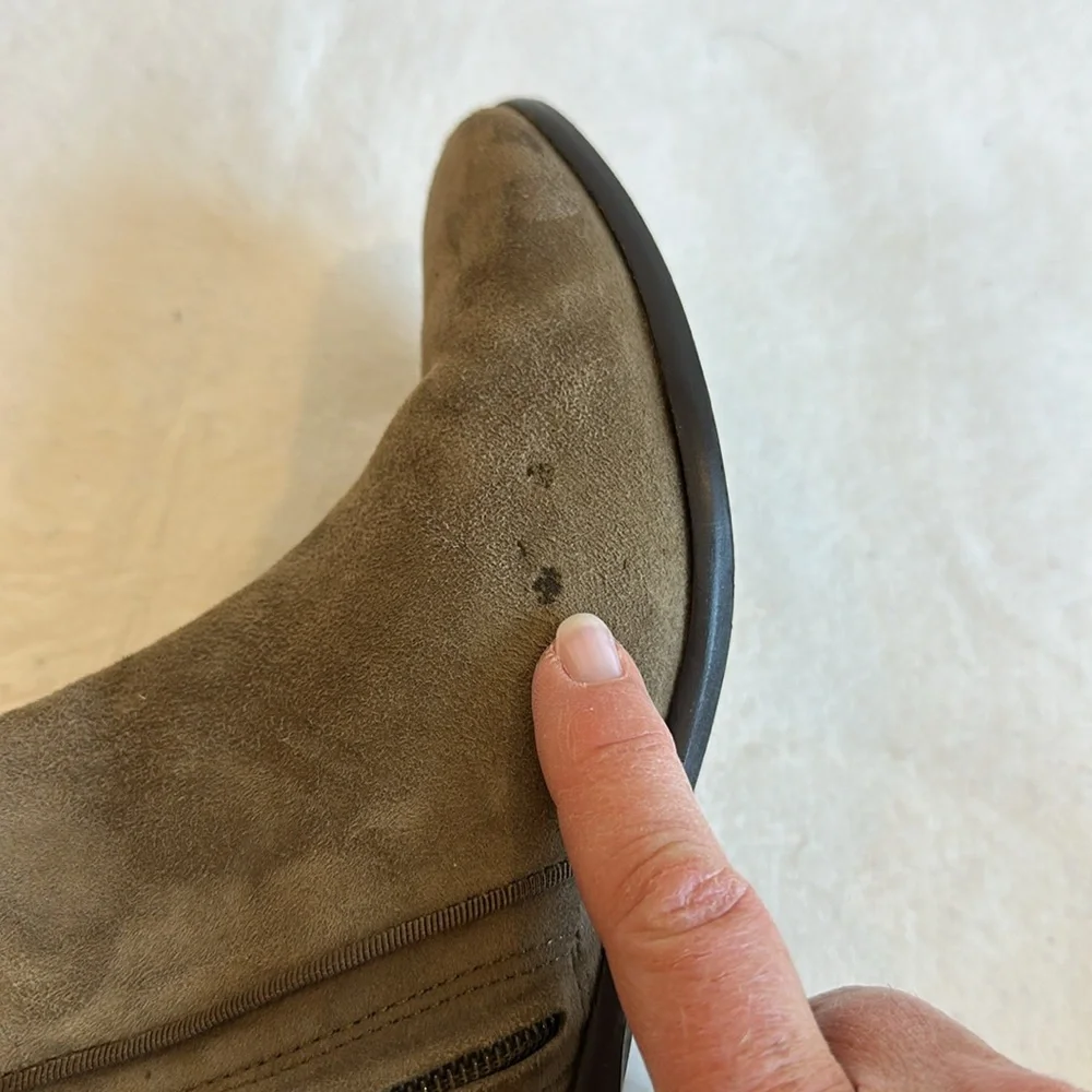 Sam Edelman Leather Suede Ankle Booties in Olive Green/ Gray size 8